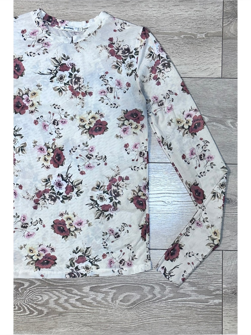 Stradivarius Mesh Floral Long Sleeve Romantic Grunge